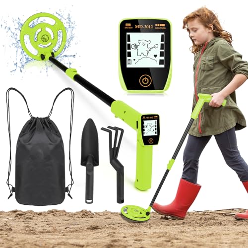 USB Rechargeable Detector with LCD Display | Adjustable Kids Metal Detector with 7.36" Waterproof Coil for Outdoor Treasure Hunting
