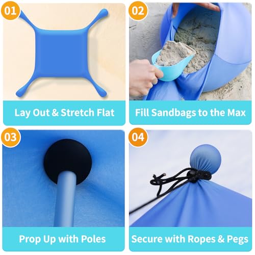 for Outdoor Camping Fishing RV Trip | XL Portable Windproof Sun Shade Set with Blanket