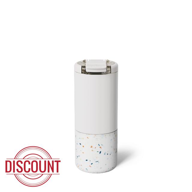 BrüMate Strova 18oz 100% Leakproof Insulated Coffee Mug | Ceramic-Lined Interior | Built-In Silicone Sleeve for Travel | Locking Flip Lid (Terrazzo)