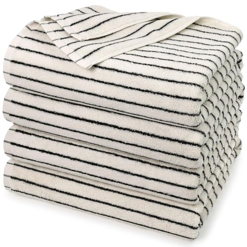 Black and Ivory Striped Towels