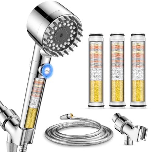 High Pressure Showerhead with 3 Filters | Remove Chlorine for Hard Water