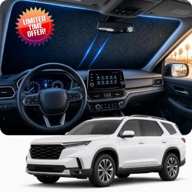 [2026 Upgraded] DooGooCoo Windshield Sun Shade for Honda Pilot 2016-2025 2026 [Cooling Ice-Crystal