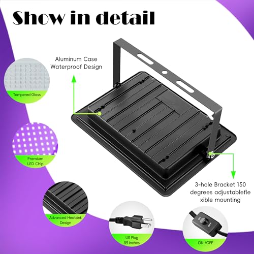 Blacklight Flood Light Outdoor with Plug and Switch