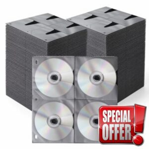 100 Pack CD DVD Binder Pages Refill Sheets for 3 Rings Binder