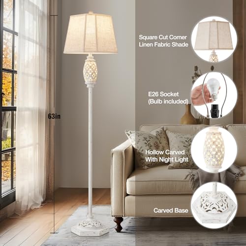 Resin Standing Lamp | Vintage Farmhouse Style Floor Lamps for Living Room