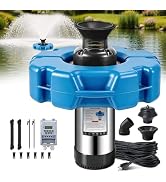 Pond Fountain Aerator, 1HP 110V 750W 15000 GPH PowerfuI Floating Fountain Pump, Unpack and Deploy...
