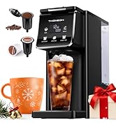TWOMEOW K Cup Coffee Maker, Single Serve Hot & Iced for K-Cup & Grounds | 52oz Removable Reservoi...