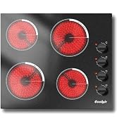 Cooksir Electric Cooktop 24 Inch(Cut-out Size: 22.05"x19.3"), 4 Burner Electric Stove Top Drop-in...