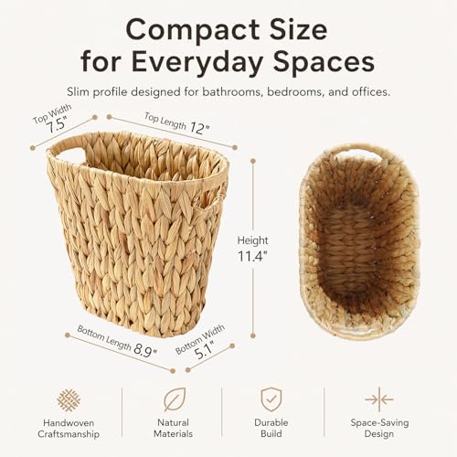 Woven Water Hyacinth Wastebasket Decor Home