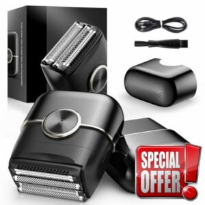 Electric Foil Shavers for Men: 4 Floating Blades & Dual Speed                                                          Mini Electric Razors for Men With Wet or Dry - Cordless Razor with LED Display- Face Shaver with USB-C Charge & Travel Lock