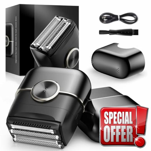 Electric Foil Shavers for Men: 4 Floating Blades & Dual Speed                                                          Mini Electric Razors for Men With Wet or Dry - Cordless Razor with LED Display- Face Shaver with USB-C Charge & Travel Lock