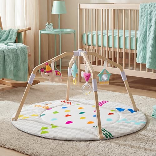 2-Sided High-Contrast Tummy Time Mat with 4 Detachable Sensory Toys