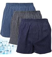 Y's factory Men's Japanese Crepe Cotton Boxer Shorts 3-Pack, 100% Cotton, Open Fly, Breathable Re...