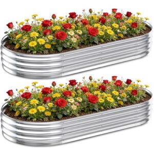 8x4x1ft(2 Pack) Metal Heavy Duty Planter Boxes for Gardening