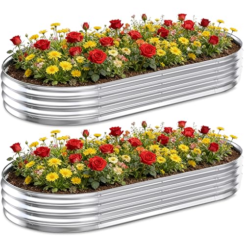 8x4x1ft(2 Pack) Metal Heavy Duty Planter Boxes for Gardening