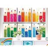 Whaline 9 Sheet Smile Face Window Clings Colorful Cute Happy Face Window Decals Double-Sided Reus...