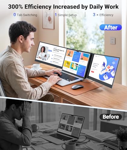 1080P FHD Ultra Light & Portable Triple Monitor for Laptops
