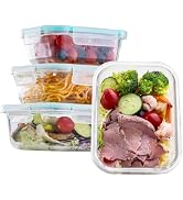 JGKYLDZ Airtight Glass Food Storage Containers with Lids (4-Piece Set) - Leakproof BPA-Free Glass...