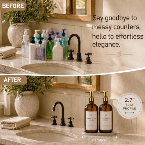 Hand & Dish Soap Dispenser Bottles Set for Kitchen and Bathroom