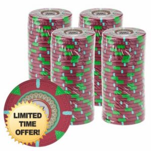 13.5-gram The Mint Professional Poker Chips (100-Pack) Heavy Clay Composite Set - Bulk Casino Chips with Denominations for Texas Holdem