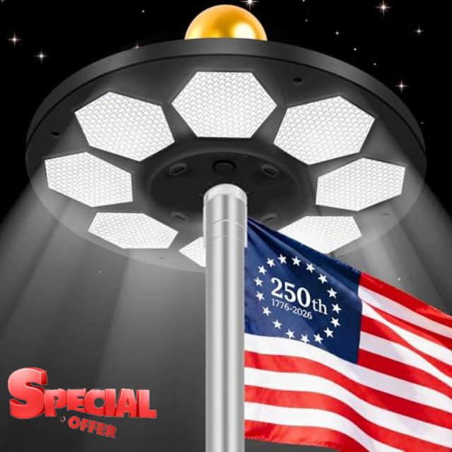 160 LED Solar Flag Pole Light 3000 Lumen