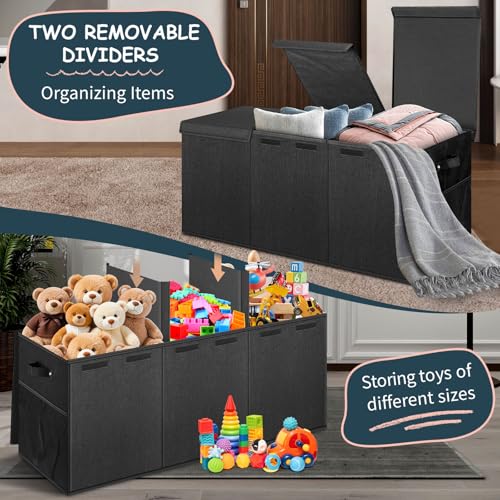 Black | Sturdy Chest Basket with Dividers for Boys & Girls