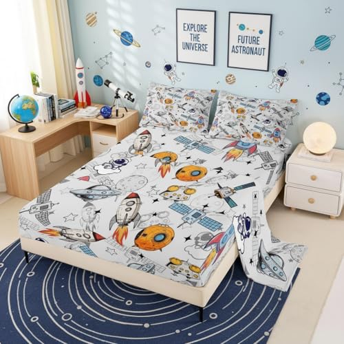 Star Moon Bedding Sets 4Pcs for Kids Girls Boys Teens Room Decor