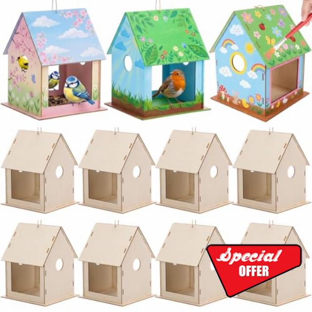 DoubleFill 10 Pack Wooden Bird Feeder Kits for Kids Make Your Own Bird Feeder Crafts Painting Kits DIY Birdhouse Building Crafts Children GITS for Outdoor Spring Summer Deco