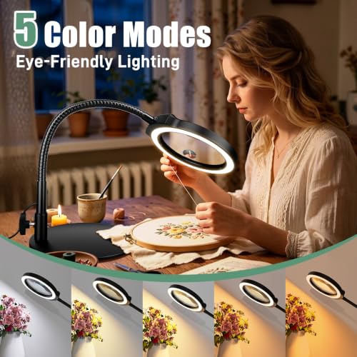 Hands Free Gooseneck Lighted Magnifier for Craft Painting Close Work