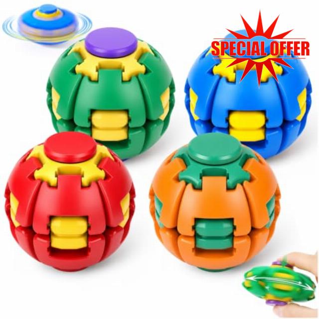 Press to Spin Fidget Spinner HelixCore Rotating Stress Ball 4 Pack