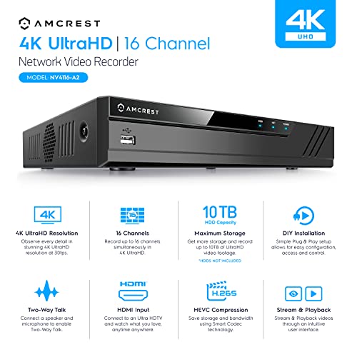 16-Channel Supports up to 10TB HDD (Not Included) NV4116-A2 (Renewed)