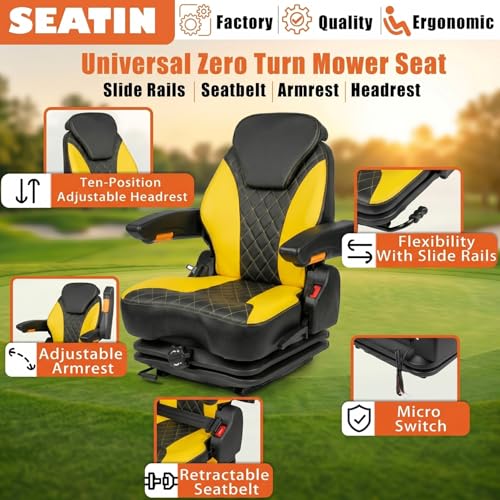 Heavy Duty High Back Zero Turn Mower Seat with Shock Absorber