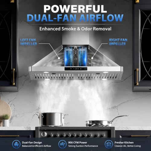 Ducted/ Ductless Stainless Steel Stove Vent Hood with Dishwasher-Safe Filters
