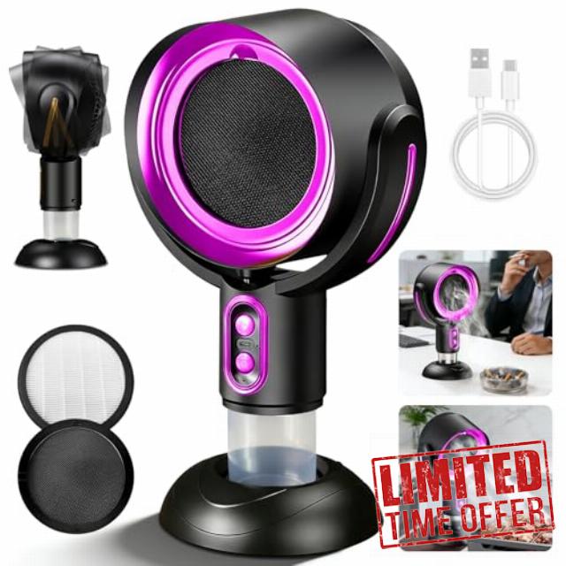 Portable Range Hood Fan Desktop Range Hood with Detachable Filter 2 Speed Exhaust Fan & Large Oil Cup Portable Kitchen Exhaust Fan for Apartment Dorm RV Indoor Cooking BBQ Hot Pot (Purple)