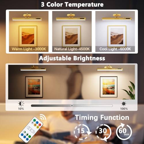 Wireless Picture Light | Rechargeable Magnetic Art Wall Sconce with Remote Control