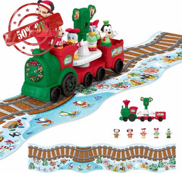 Fisher-Price Little People Disney Jr Musical Christmas Train Toy                                                          Playset & 5 Figures Incl Mickey & Minnie