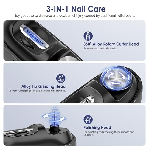 Electric Nail Trimmer with Light and Nail Scraps Storage