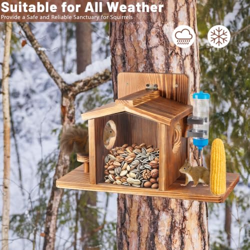 Squirrel Picnic Table Feeder The Nut Bar with Thickness 1.5cm Wood and Squirrel Water Feeder