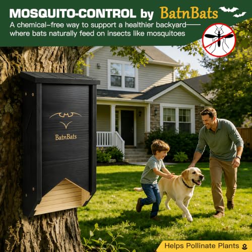 1-Chamber Black Cedar Wooden Bat Shelter with Ventilation