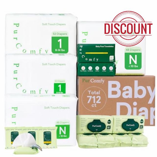 PurComfy Baby Diapers and Wipes Kit