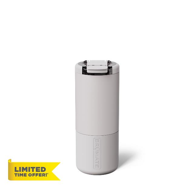 BrüMate Strova 18oz 100% Leakproof Insulated Coffee Mug | Ceramic-Lined Interior | Built-In Silicone Sleeve for Travel | Locking Flip Lid (Dune)