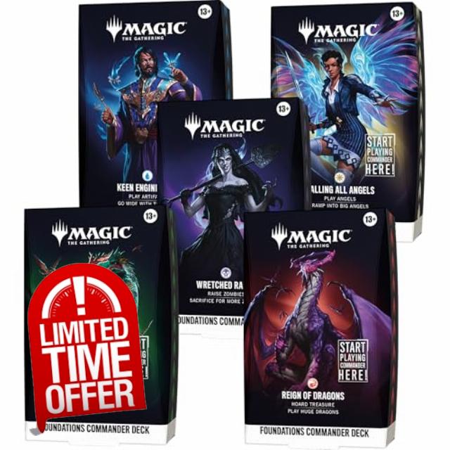 Magic: The Gathering Foundations Commander Deck Bundle - All 5 Decks (Calling All Angels