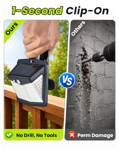 No-Drill Clamp 600LM 128LED Solar Security Lights
