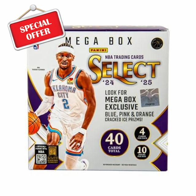 2024–25 Panini Select NBA Basketball Mega Box – Official Trading Cards – Retail Exclusive Blue & Red Prizms