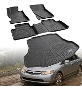 Compatible with Honda Civic 2006-2011 (Sedan) Floor Mats & Cargo Liner,All Weather Protection,Wat...