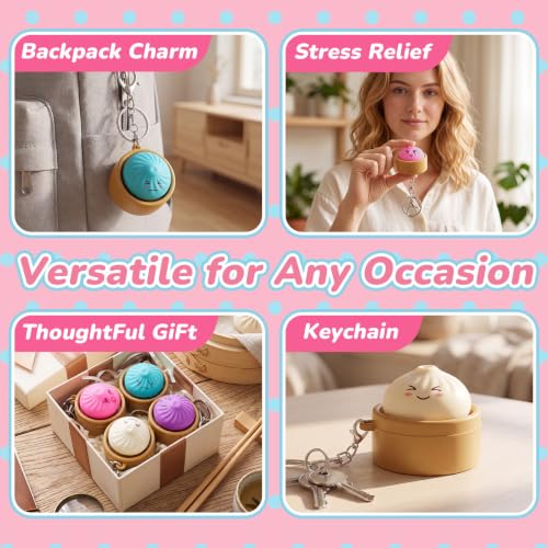 4 Colors Emotions Stress Relief Fidget Keychains for Adult Birthday Party Favor Gif