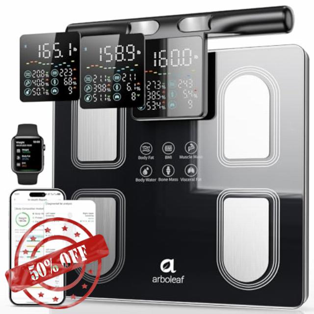 Arboleaf 8-Electrode Body Composition Scale with Handle Display
