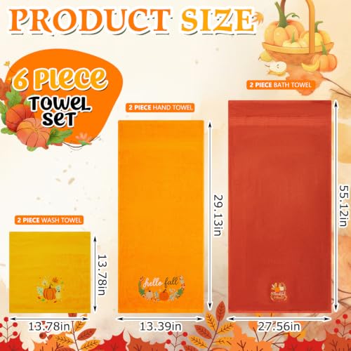Hello Fall Autumn Embroidered Bathroom Towel Set