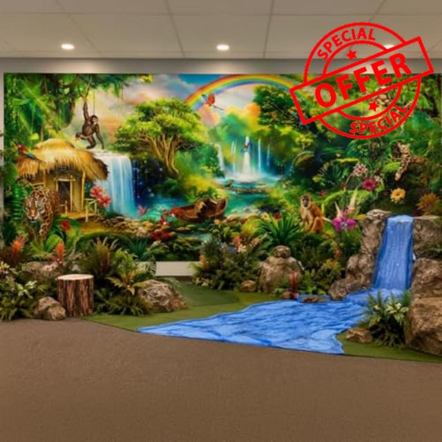 Lounsweer 18 x 6 ft Rainforest Theme Backdrop for Rainforest Falls Background Large Tropical Jungle Back Drop Exploring The Nature of God Photo Prop Banner for 2026 Vbs Vacation Bible School Wall
