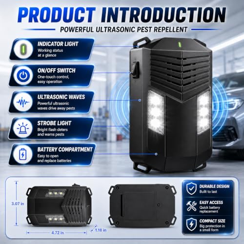 Battery Operated Deterrent Control Mice for Car Engines